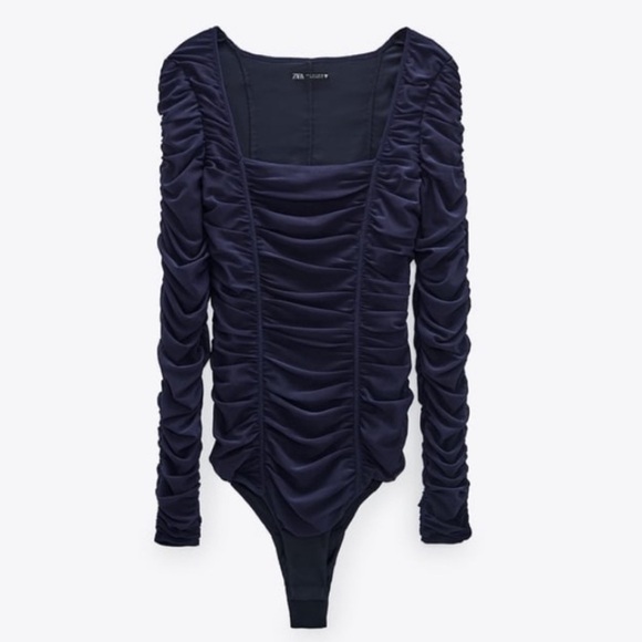 Zara Draped Tulle Bodysuit - Picture 2 of 4